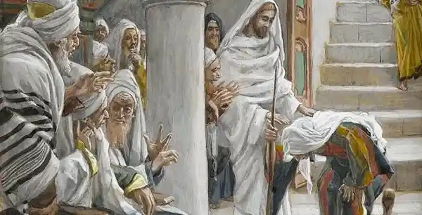 Pintura de James Tissot sobre Jesus curando uma pessoa cega. As Bem Aventuranças.